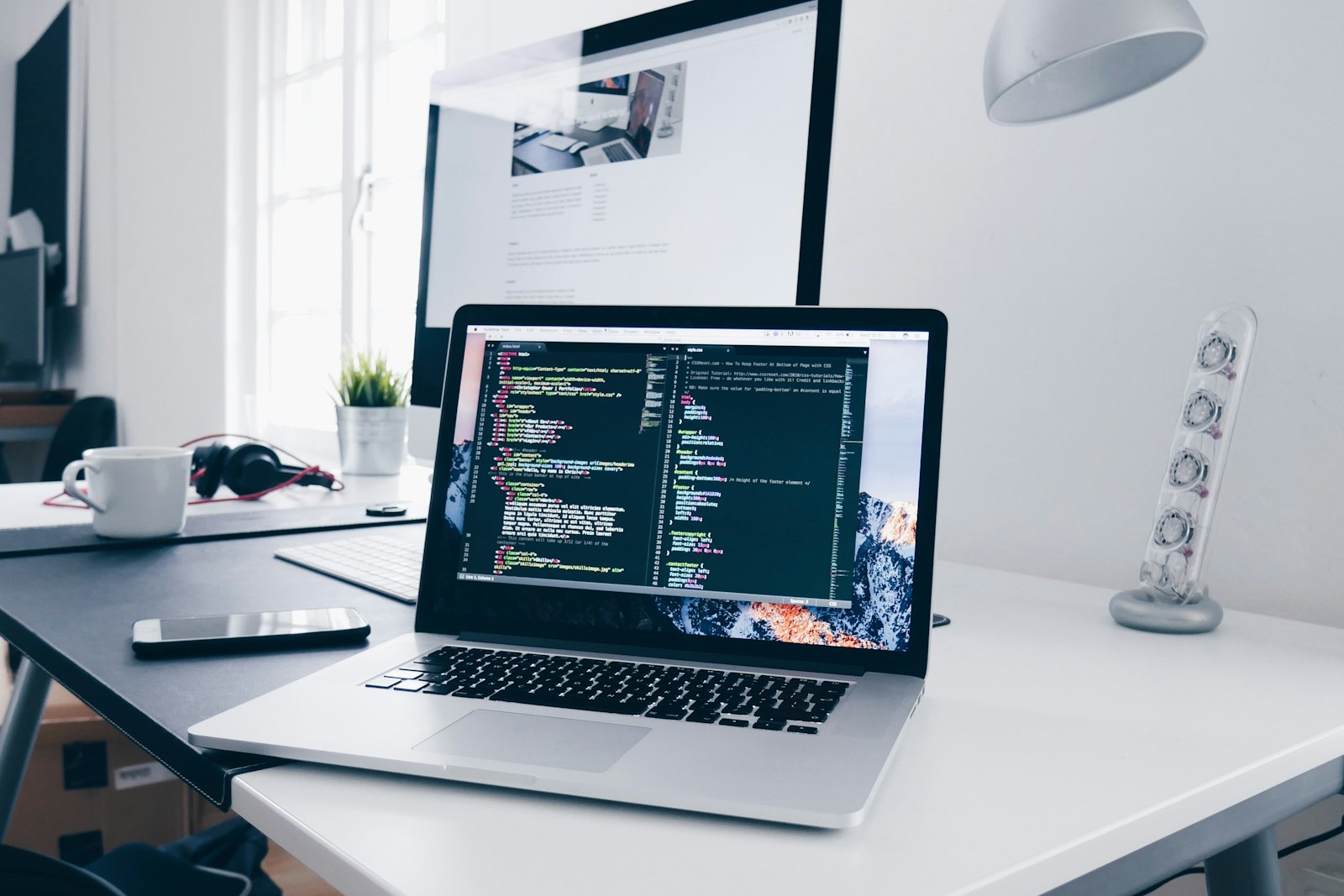 Web development — code on screen, scalable stack